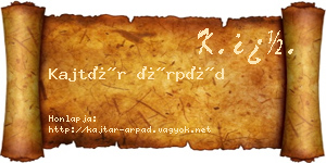 Kajtár Árpád névjegykártya